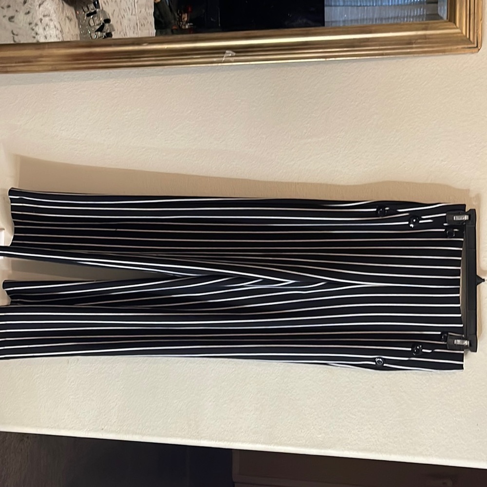 BBJ black dressy pants with white stripes, size medium